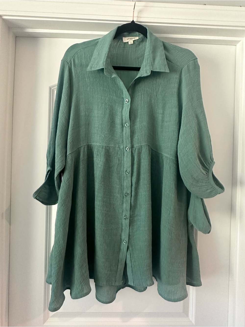 Umgee Sage Green High-Low Button Front Dress